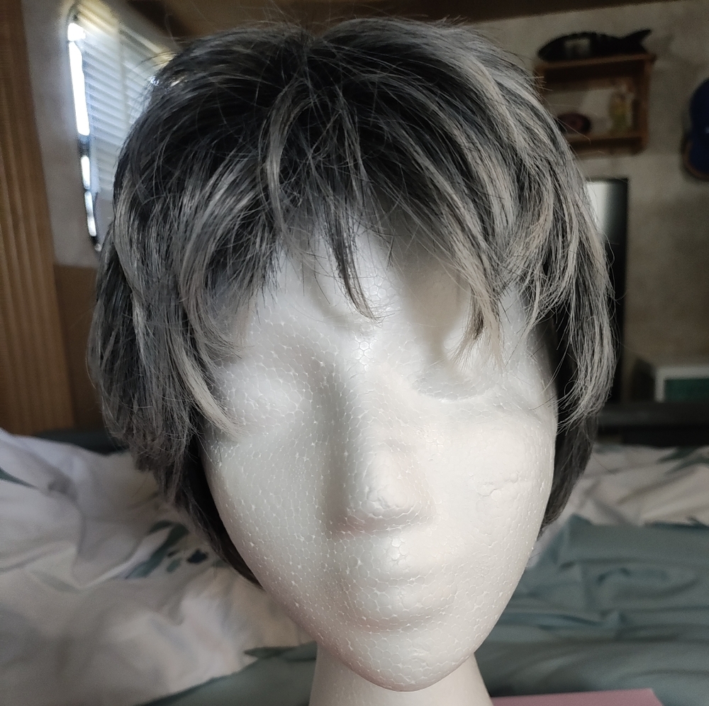 Stylish Dark Grey with Light Grey Highlights Wig